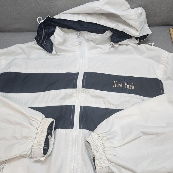 Cheneral Other - Cheneral Windbreaker Jacket White Navy Blue New York Embroidered Mens Size M‎